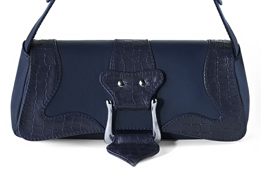 Dress small handbag in navy blue leather - Profile view